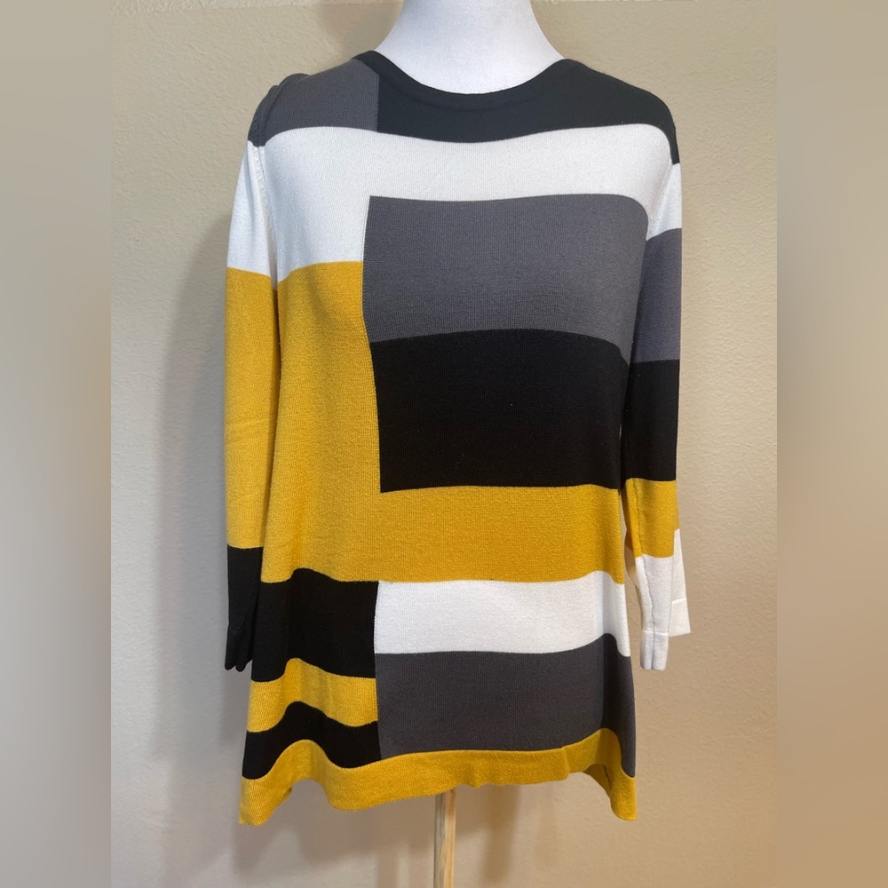 Carol Rose Geometric color block Long Sleeve sweater